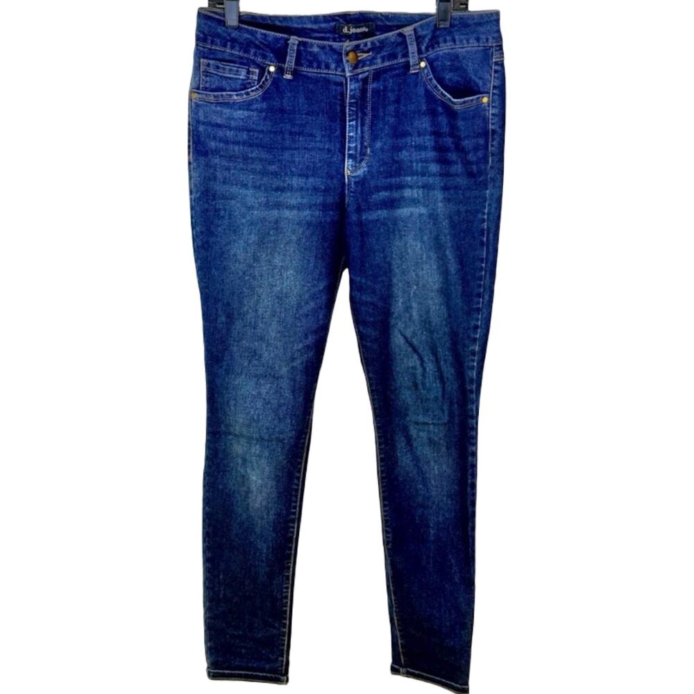 d. jeans Dark Wash Blue Skinny Ankle Mid Rise Cuffed Stretch Denim Jeans Size 12